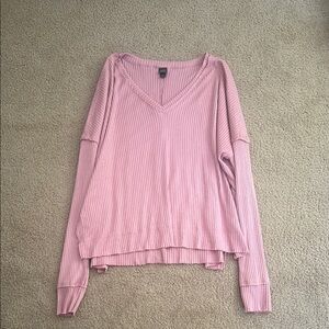 Wild Fable Pink Long Sleeve Ribbed Sweatshirt